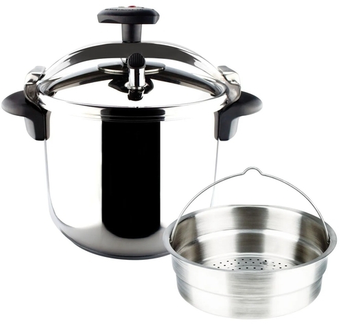 Olla a presión Magefesa Star Recta - 6 L, Mango Bloqueable, Inox, Regallo Cestillo