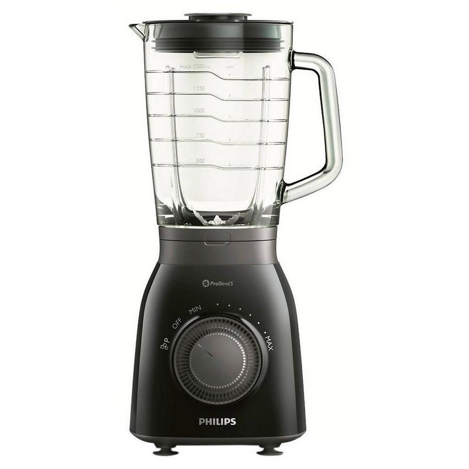 Batidora de vaso Philips HR2173 - 600W, Jarra Cristal 2 L, Cuchilla Acero 5 Hojas, Función Turbo