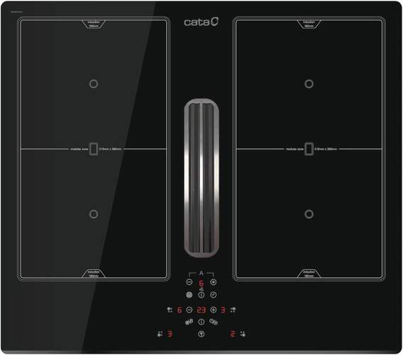 Placa de inducción Cata AS600 8000406 - 4 fuegos, Clase A+, Con extracción