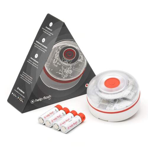 Baliza Geolocalizable Help flash v16 homologada dgt iot luz de emergencia obligatoria para coche señalización caso peligro conectada