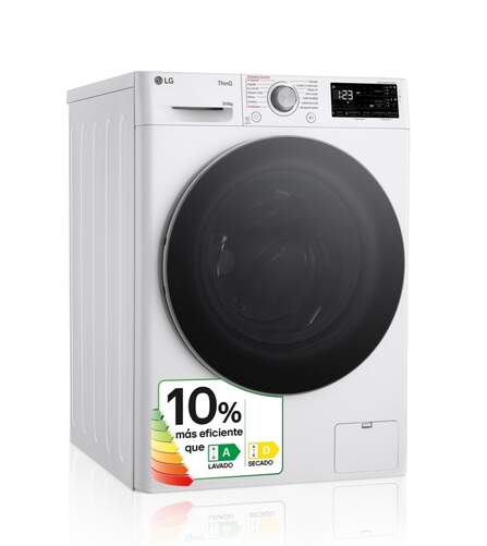 Lavasecadora LG F4DR5509A1W - 9 kg lava, 6 kg seca, 1400 rpm, Clase A-10%, Vapor, Blanco