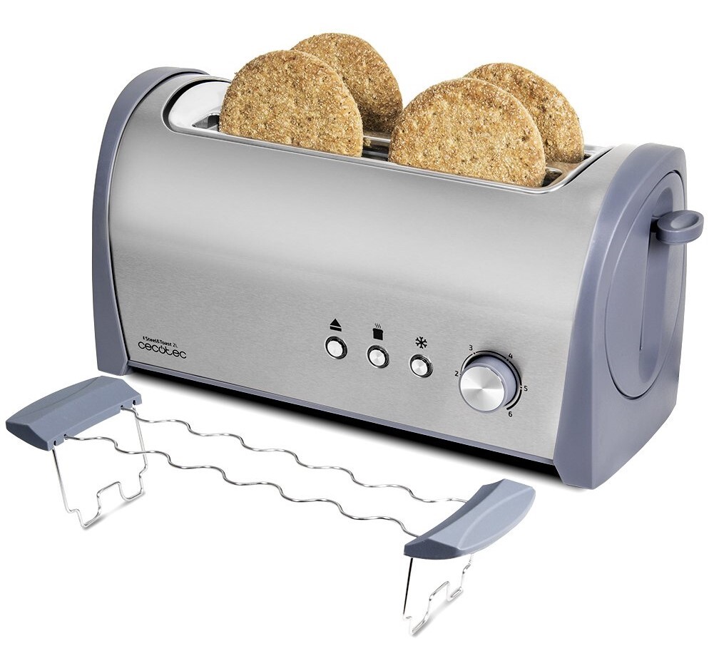 Tostador Cecotec Steel&toast 2L - 1400W, 2 Ranuras