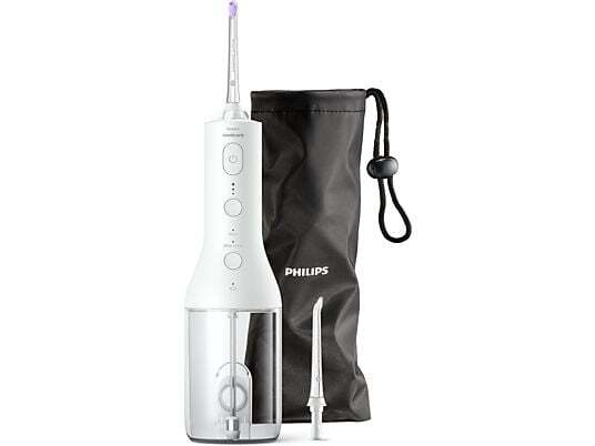 Irrigador dental Philips HX3826/31 Power Flosser - 2 cepillos, Recargable, Blanco, Inox