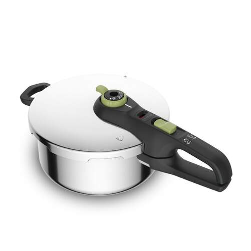 Olla a presión rápida Tefal P25804 Secure Tr - Capacidad 4l, con cierre de seguridad, verde, acero i