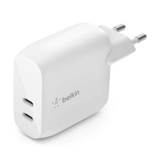 Cargador Belkin WCB006VFWH - 40W Carga UltraRápida, Doble USB-C PD 3.0