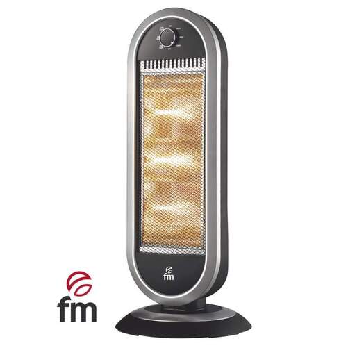 Radiador Halógeno FM H30 - 1200 W, 70 cm, 3 niveles de potencia, negro y gris