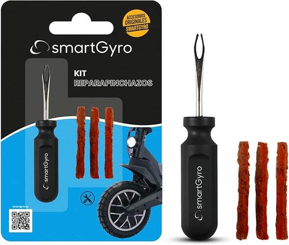 Kit Reparapinchazos SmartGyro SG27-412 - Para Ruedas Neumáticas Tubeless, 3 Mechas de Reparación