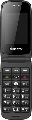 Teléfono Móvil Denver BAS-24600L - Pantalla 2,4" TFT, botón SOS, 0,3 MP, Radio y Bluetooth, USB-C