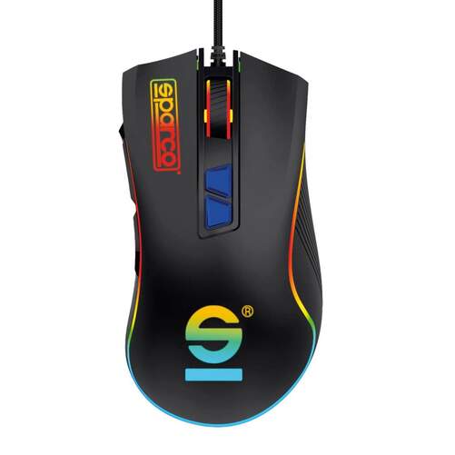 Ratón Sparco Wired Mouse Pro - Mano derecha, 7 botones, Negro