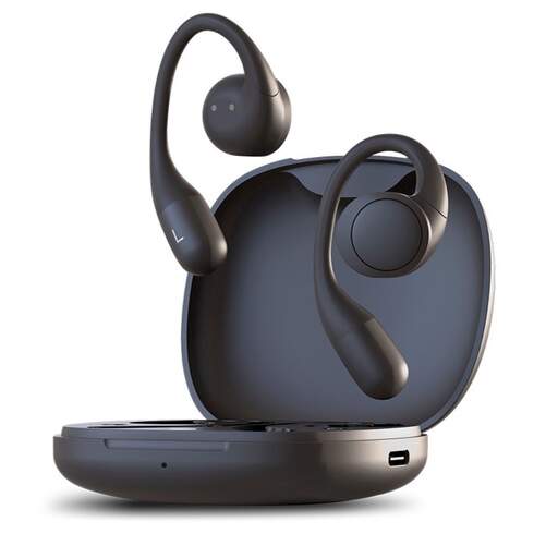 Auriculares SPC 4625B Open Ear Ether 2 - Negro, Bluetooth, 8 hr autonomía, estuche de carga