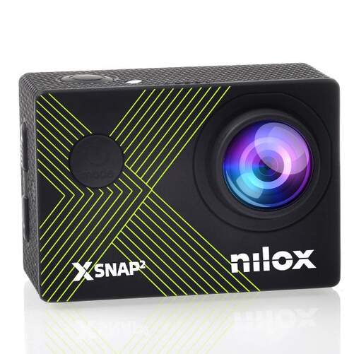 Cámara Deportiva Nilox Action Cam X-Snap 2 Lime - 4K, 128 GB, pantalla de 2", Negro y lima