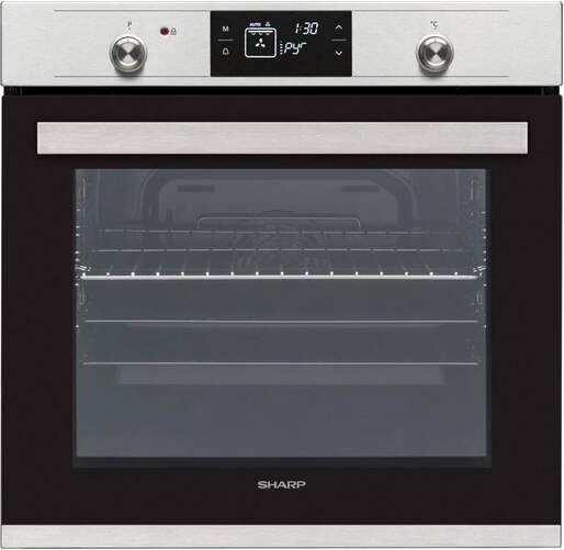 Horno Pirolítico Sharp K71V28IM2 - Clase A, 78L, 8 Funciones, Guía Telescópica, 4 Cristales, Inox