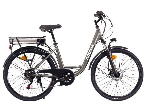 Bicicleta Eléctrica Nilox J5 Plus - 26x1&#39;75 P, Autonomía 65 km, 6 velocidades, Gris, Negro